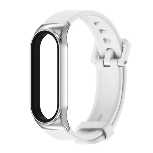 For Xiaomi Mi Band 3/4/5/6 Mijobs CS Silicone Waterproof Watch Band(White+Silver) - Watch Bands by MIJOBS | Online Shopping UK | buy2fix