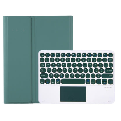 YA610B-A Candy Color Skin Feel Texture Round Keycap Bluetooth Keyboard Leather Case with Touchpad For Samsung Galaxy Tab S6 Lite 10.4 inch SM-P610 / SM-P615(Dark Green) - Samsung Keyboard by buy2fix | Online Shopping UK | buy2fix