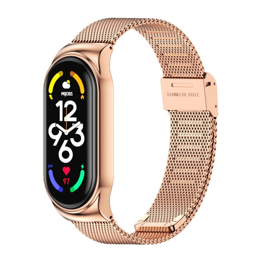 For Xiaomi Mi Band 7 / 7 NFC MIJOBS CS Milan Buckle Metal Watch Band(Rose Gold) - Watch Bands by MIJOBS | Online Shopping UK | buy2fix