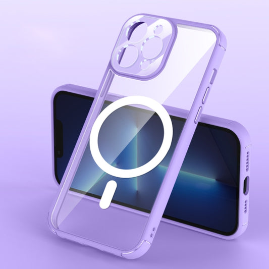 For iPhone 12 Pro Max Soft Shield MagSafe Magnetic Acrylic Transparent PC Phone Case(Light Purple) - iPhone 12 Pro Max Cases by buy2fix | Online Shopping UK | buy2fix