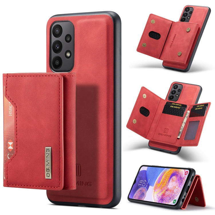 For Samsung Galaxy A23 5G DG.MING M2 Series 3-Fold Multi Card Bag Phone Case(Red) - Galaxy Phone Cases by DG.MING | Online Shopping UK | buy2fix