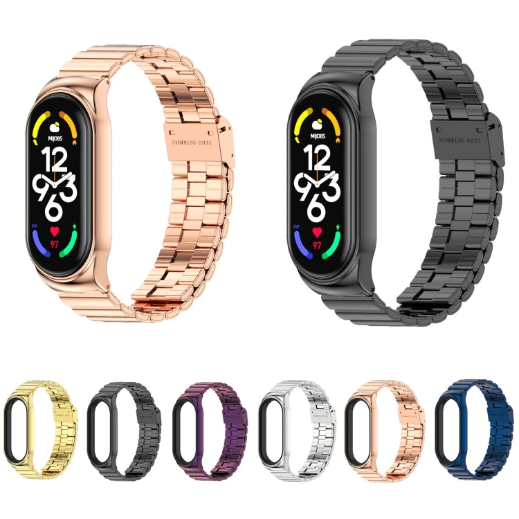 For Xiaomi Mi Band 7 / 7 NFC MIJOBS CS Bamboo Buckle Stainless Steel Watch Band(Rose Gold) - Watch Bands by MIJOBS | Online Shopping UK | buy2fix