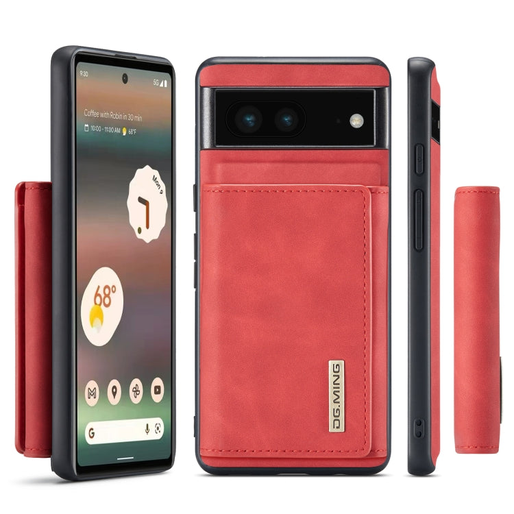 For Google Pixel 6A DG.MING M1 Series 3-Fold Multi Card Wallet + Magnetic Phone Case(Red) - Google Cases by DG.MING | Online Shopping UK | buy2fix