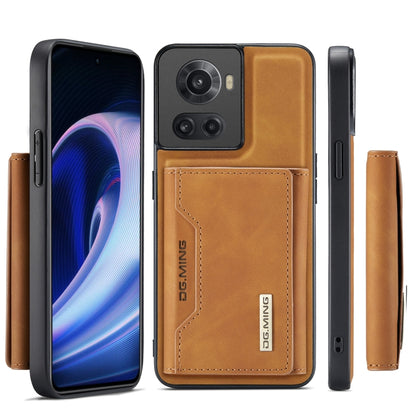 For OnePlus Ace/10R DG.MING M2 Series 3-Fold Multi Card Bag Phone Case(Brown) - OnePlus Cases by DG.MING | Online Shopping UK | buy2fix