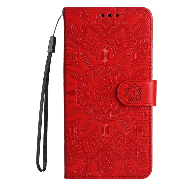 For OPPO Realme 9i / A36 4G / A76 4G Embossed Sunflower Leather Phone Case(Red) - Realme Cases by buy2fix | Online Shopping UK | buy2fix