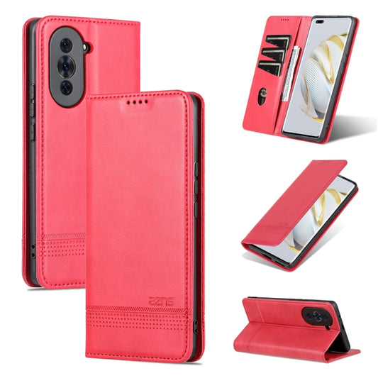 For Huawei nova 10 AZNS Magnetic Calf Texture Flip Leather Phone Case(Red) - Huawei Cases by AZNS | Online Shopping UK | buy2fix