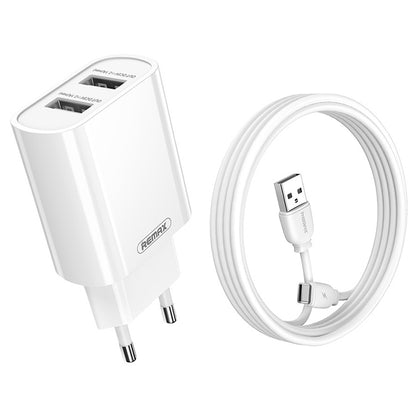 REMAX RP-U35 Jane Series 2.1A Dual USB Port Fast Charger Set, Cable:USB-C/Type-C(EU Plug) - USB Charger by REMAX | Online Shopping UK | buy2fix