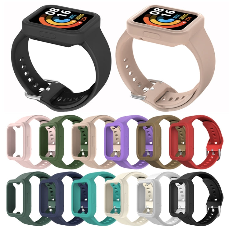 For Xiaomi Redmi Watch 2 / Watch 2 Lite Solid Color Silicone Integrated Watch Band(Cyan) - Watch Bands by buy2fix | Online Shopping UK | buy2fix