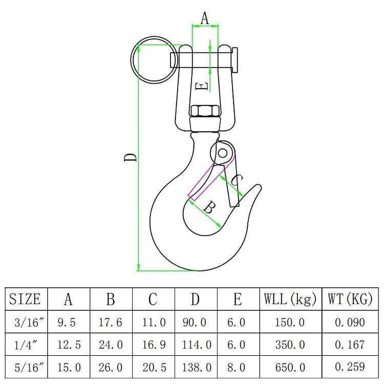 350kg Load Bearing 304 Stainless Steel Rotatable Fork Hoist Chain Lifting Cargo Hook - Marine Accessories & Parts by buy2fix | Online Shopping UK | buy2fix