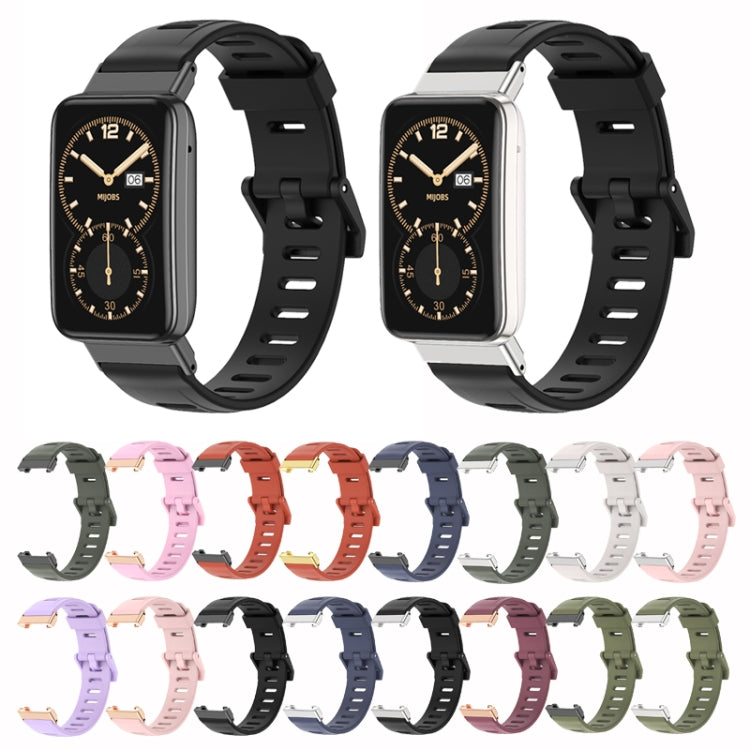 For Xiaomi Mi Band 7 Pro Mijobs Flat Hole TPU Watch Band(Army Green Silver) - Watch Bands by MIJOBS | Online Shopping UK | buy2fix