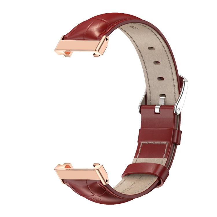 For Xiaomi Mi Band 7 Pro Mijobs Genuine Leather Top Layer Cowhide Watch Band(Bamboo Red Rose Gold) - Watch Bands by MIJOBS | Online Shopping UK | buy2fix