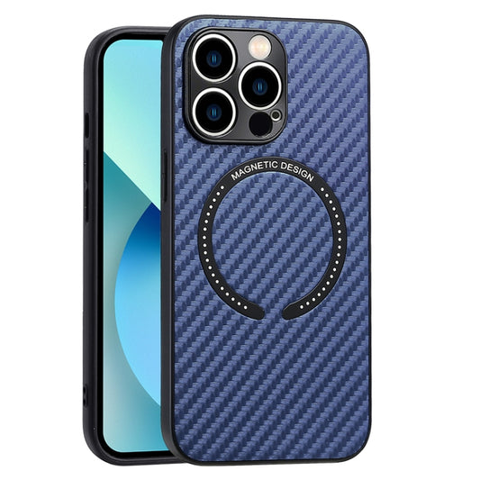 For iPhone 13 MagSafe Magnetic Carbon Fiber Texture Phone Case(Blue) - iPhone 13 Cases by buy2fix | Online Shopping UK | buy2fix