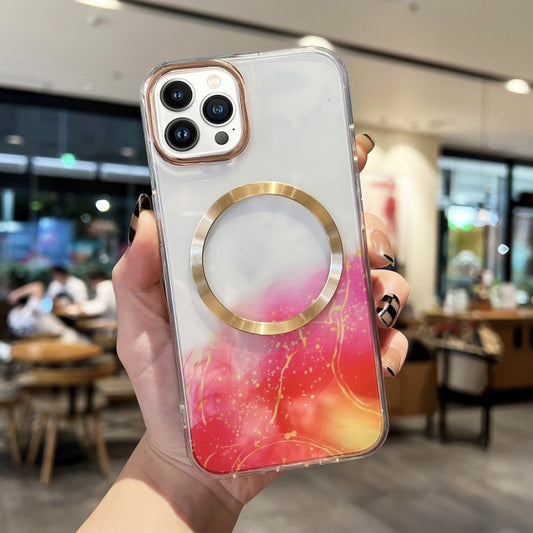 For iPhone 14 Pro Max Marble MagSafe Clear Phone Case (Red) - iPhone 14 Pro Max Cases by buy2fix | Online Shopping UK | buy2fix