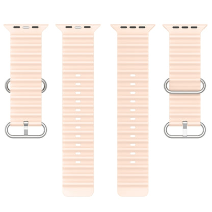 Ocean Silicone Watch Band For Apple Watch Ultra 49mm / Series 8&7 45mm / SE 2&6&SE&5&4 44mm (Light Pink) - Watch Bands by buy2fix | Online Shopping UK | buy2fix