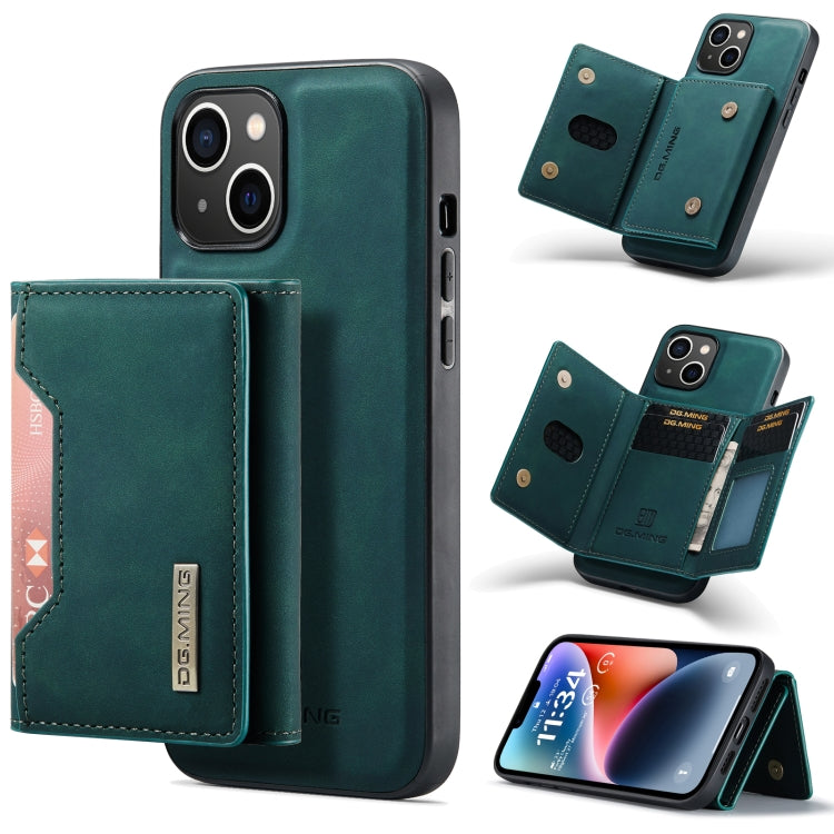 For iPhone 14 Plus DG.MING M2 Series 3-Fold Card Bag Leather Case(Green) - iPhone 14 Plus Cases by DG.MING | Online Shopping UK | buy2fix