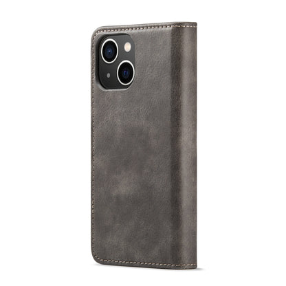 For iPhone 14 DG.MING Crazy Horse Texture Detachable Magnetic Leather Case(Grey) - iPhone 14 Cases by DG.MING | Online Shopping UK | buy2fix