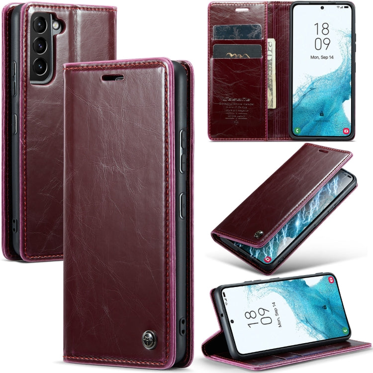 For Samsung Galaxy S22+ 5G CaseMe 003 Crazy Horse Texture Leather Phone Case(Wine Red) - Galaxy S22+ 5G Cases by CaseMe | Online Shopping UK | buy2fix