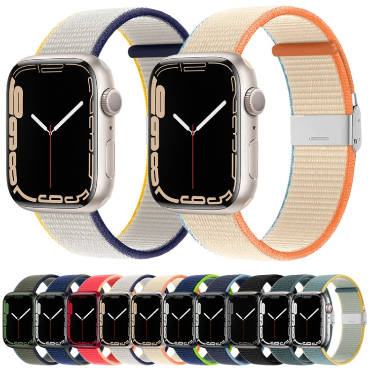 Metal Buckle Nylon Strap For Apple Watch Ultra 49mm / Series 8&7 45mm / SE 2&6&SE&5&4 44mm / 3&2&1 42mm(Pine Green) - Watch Bands by buy2fix | Online Shopping UK | buy2fix