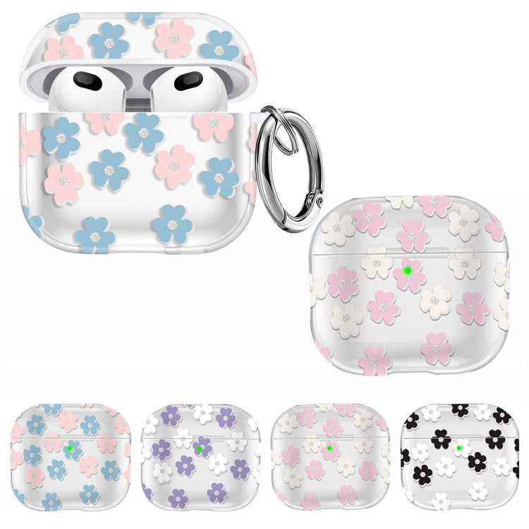 For AirPods 3 Glitter Four-color Flower Earphone Protective Case(Black White) - For AirPods 3 by buy2fix | Online Shopping UK | buy2fix