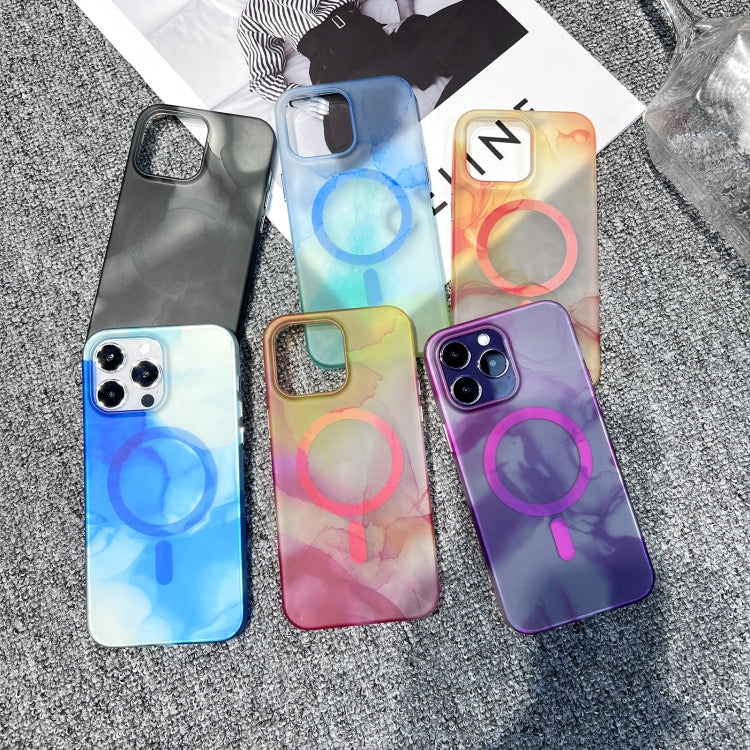 For iPhone 13 Pro MagSafe Magnetic Watercolor TPU Phone Case(Black) - iPhone 13 Pro Cases by buy2fix | Online Shopping UK | buy2fix