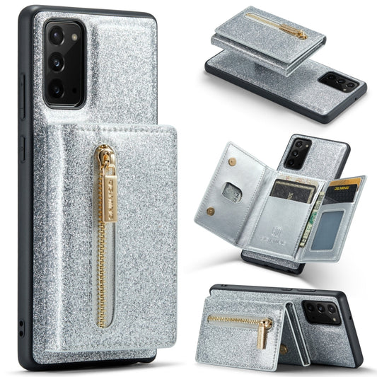 For Samsung Galaxy Note20 DG.MING M3 Series Glitter Powder Card Bag Leather Case(Silver) - Galaxy Note20 Cases by DG.MING | Online Shopping UK | buy2fix