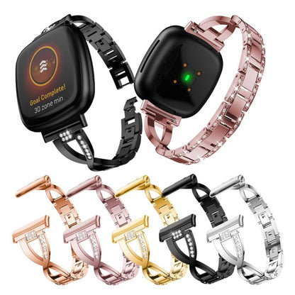 For Fitbit Versa 3 / Sense Universal  Diamond Metal Watch Band(Black) - Watch Bands by buy2fix | Online Shopping UK | buy2fix