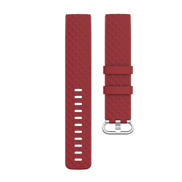 18mm Silver Color Buckle TPU Wrist Strap Watch Band for Fitbit Charge 4 / Charge 3 / Charge 3 SE, Size: S(Red) - Watch Bands by buy2fix | Online Shopping UK | buy2fix