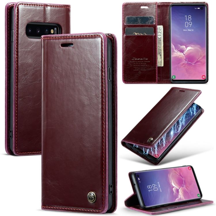 For Samsung Galaxy S10 CaseMe 003 Crazy Horse Texture Leather Phone Case(Wine Red) - Galaxy Phone Cases by CaseMe | Online Shopping UK | buy2fix