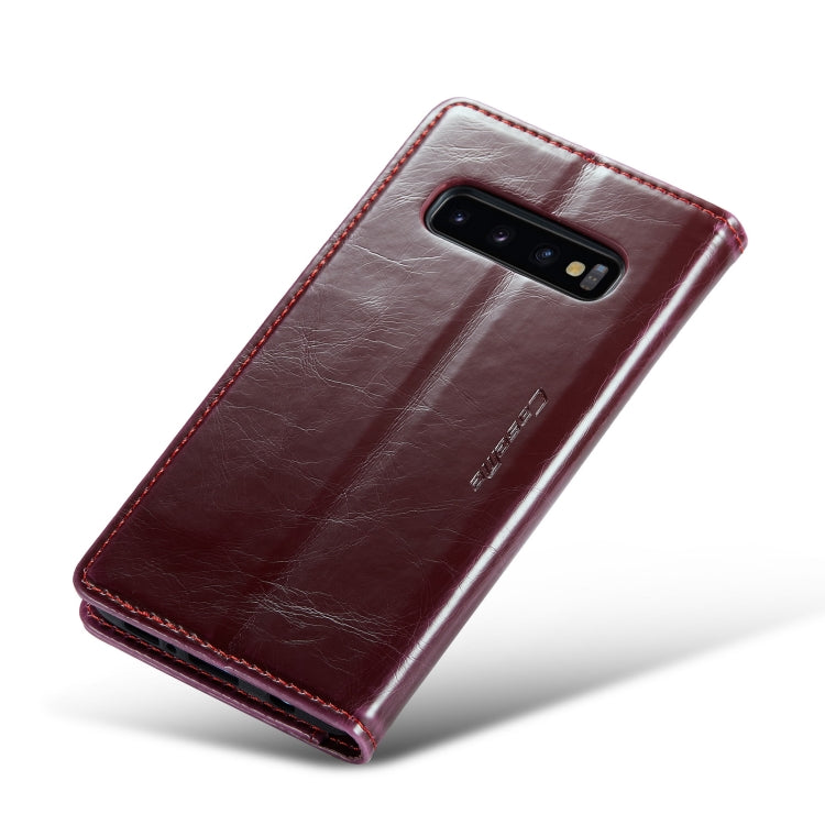 For Samsung Galaxy S10+ CaseMe 003 Crazy Horse Texture Leather Phone Case(Wine Red) - Galaxy Phone Cases by CaseMe | Online Shopping UK | buy2fix