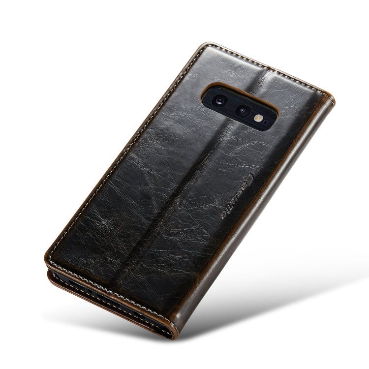 For Samsung Galaxy S10e CaseMe 003 Crazy Horse Texture Leather Phone Case(Coffee) - Galaxy Phone Cases by CaseMe | Online Shopping UK | buy2fix