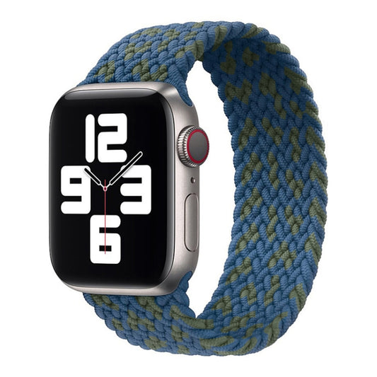 Nylon Single-turn Braided Watch Band For Apple Watch Ultra 49mm / Series 8&7 45mm / SE 2&6&SE&5&4 44mm / 3&2&1 42mm, Length:135mm(Blue Greenreen) - Watch Bands by buy2fix | Online Shopping UK | buy2fix