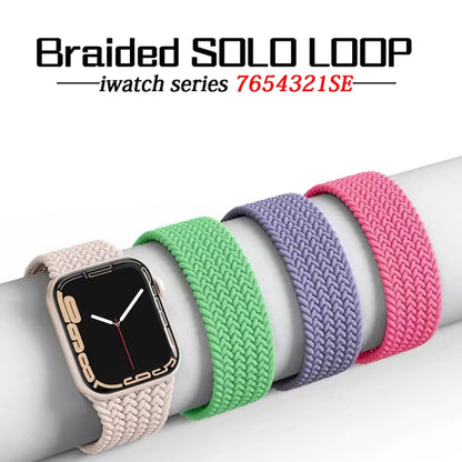 Nylon Single-turn Braided Watch Band For Apple Watch Ultra 49mm / Series 8&7 45mm / SE 2&6&SE&5&4 44mm / 3&2&1 42mm, Length:135mm(Olive Green) - Watch Bands by buy2fix | Online Shopping UK | buy2fix