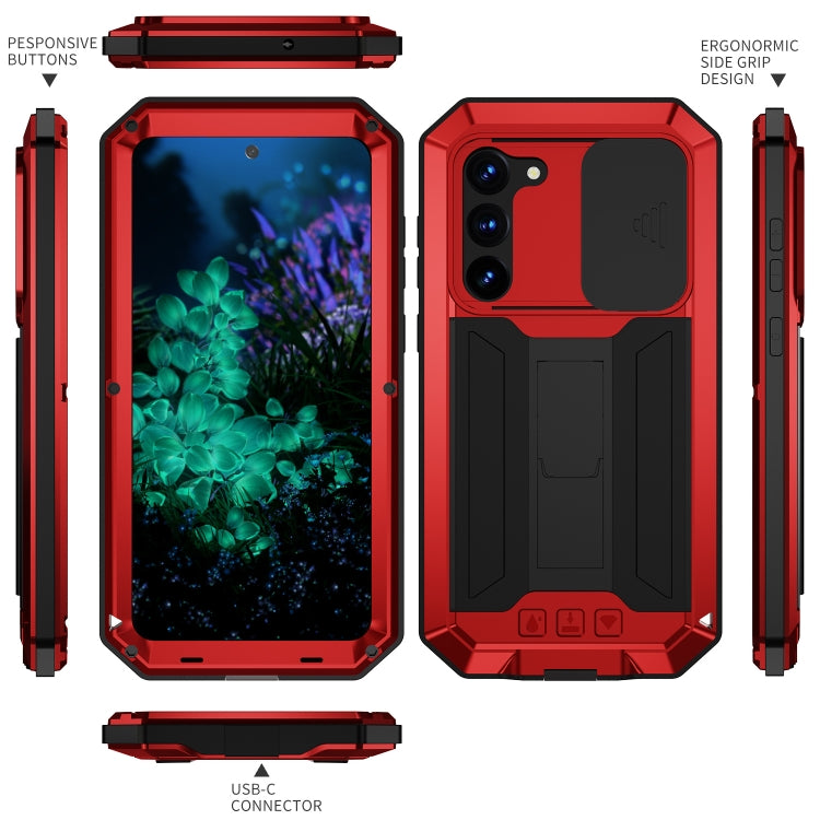 For Samsung Galaxy S23+ 5G R-JUST Sliding Camera Design Life Waterproof Dustproof Shockproof Phone Case(Red) - Galaxy S23+ 5G Cases by R-JUST | Online Shopping UK | buy2fix