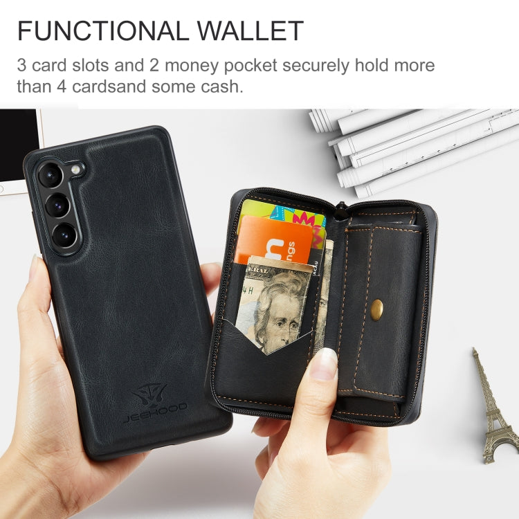 For Samsung Galaxy S23+ 5G JEEHOOD Magnetic Zipper Wallet Leather Phone Case(Black) - Galaxy S23+ 5G Cases by JEEHOOD | Online Shopping UK | buy2fix