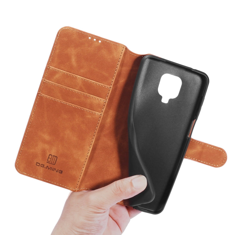 For Xiaomi Redmi Note 9S DG.MING Retro Oil Side Horizontal Flip Case with Holder & Card Slots & Wallet(Brown) - Xiaomi Cases by DG.MING | Online Shopping UK | buy2fix