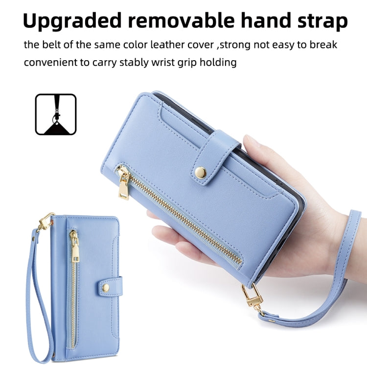 For Ulefone Note 12P Sheep Texture Cross-body Zipper Wallet Leather Phone Case(Blue) - Ulefone Cases by buy2fix | Online Shopping UK | buy2fix