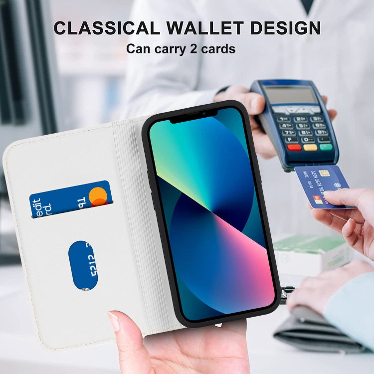 For iPhone 13 mini Rhombic MagSafe RFID Anti-Theft Wallet Leather Phone Case(White) - iPhone 13 mini Cases by buy2fix | Online Shopping UK | buy2fix