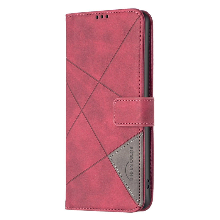 For Xiaomi Redmi K70 / K70 Pro Magnetic Buckle Rhombus Texture Leather Phone Case(Red) - K70 Pro Cases by buy2fix | Online Shopping UK | buy2fix