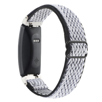 For Fitbit Inspire 2 Buckle Wave Braided Nylon Watch Band(White Black) - Watch Bands by buy2fix | Online Shopping UK | buy2fix