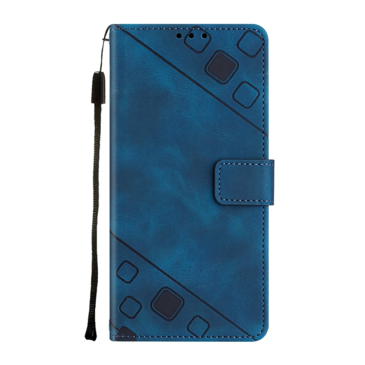 For OnePlus 11 Skin-feel Embossed Leather Phone Case(Blue) - OnePlus Cases by buy2fix | Online Shopping UK | buy2fix