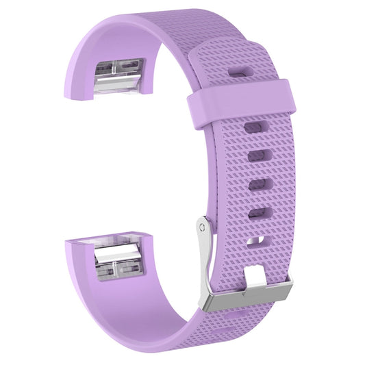 For Fitbit Charge 2 Common Texture Silicone  Watch Band with Buckle, Size:L(Light Purple) - Watch Bands by buy2fix | Online Shopping UK | buy2fix