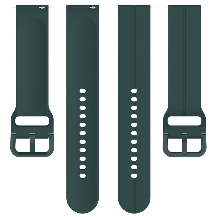 20mm Universal Flat Head Groove Silicone Watch Band(Dark Green) - 20mm Bands by buy2fix | Online Shopping UK | buy2fix