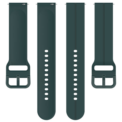 20mm Universal Flat Head Groove Silicone Watch Band(Dark Green) - 20mm Bands by buy2fix | Online Shopping UK | buy2fix