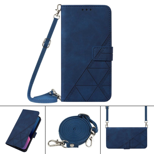 For OnePlus 11 Crossbody 3D Embossed Flip Leather Phone Case(Blue) - OnePlus Cases by buy2fix | Online Shopping UK | buy2fix