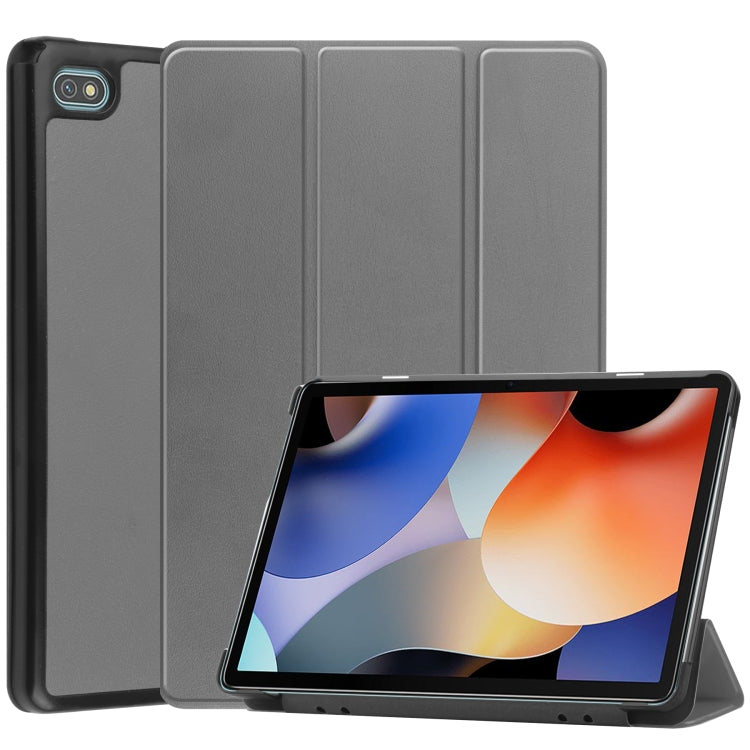 For Blackview Oscal Pad 10 Custer Pure Color 3-Fold Holder Smart Leather Tablet Case(Grey) - Others by buy2fix | Online Shopping UK | buy2fix