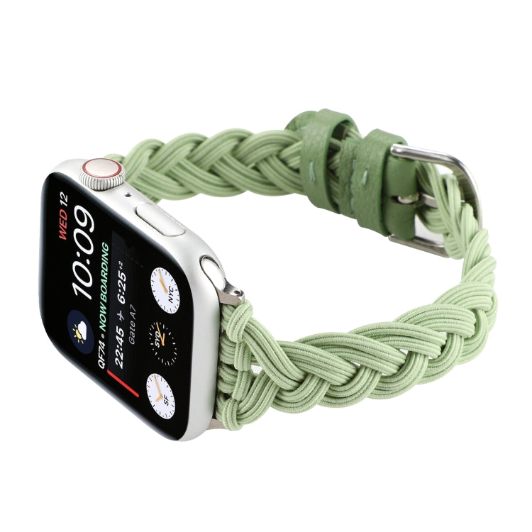 Single Elastic Nylon Braid Watch Band For Apple Watch Ultra 49mm&Watch Ultra 2 49mm / Series 9&8&7 45mm / SE 3&SE 2&6&SE&5&4 44mm / 3&2&1 42mm(Green) - Watch Bands by buy2fix | Online Shopping UK | buy2fix