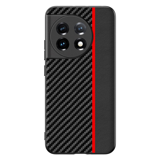 For OnePlus 11 Ultra-thin Carbon Fiber Texture Printing Phone Case(Black Red) - OnePlus Cases by buy2fix | Online Shopping UK | buy2fix