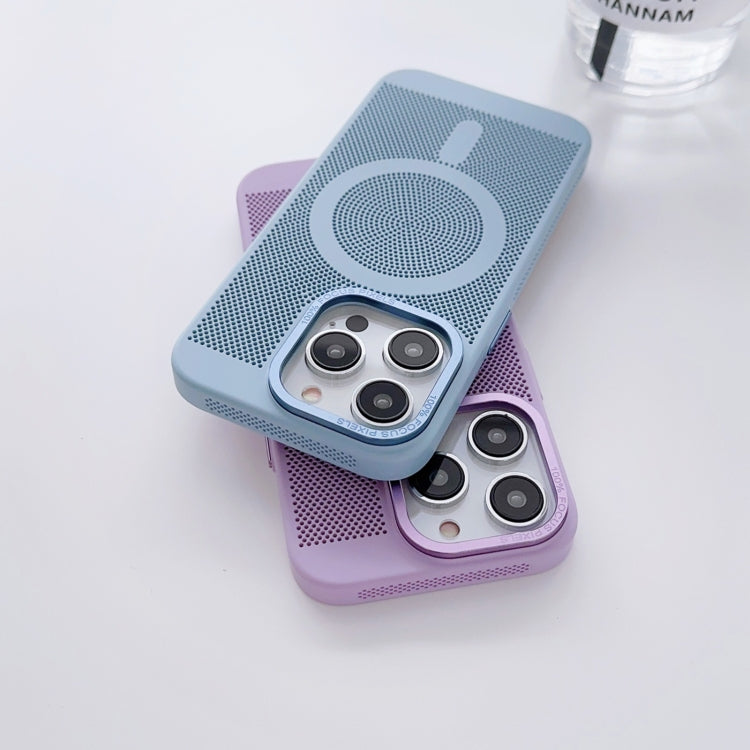 For iPhone 14 Pro Grid Cooling MagSafe Magnetic Phone Case(Lilac) - iPhone 14 Pro Cases by buy2fix | Online Shopping UK | buy2fix