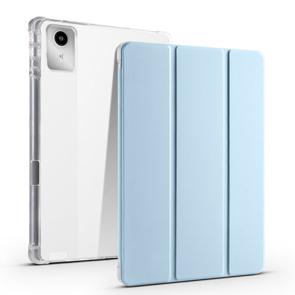 For Lenovo Tab M11 / Xiaoxin Pad 11 2024 3-fold Clear TPU Leather Tablet Case with Pen Slot(Ice Blue) - Lenovo by buy2fix | Online Shopping UK | buy2fix