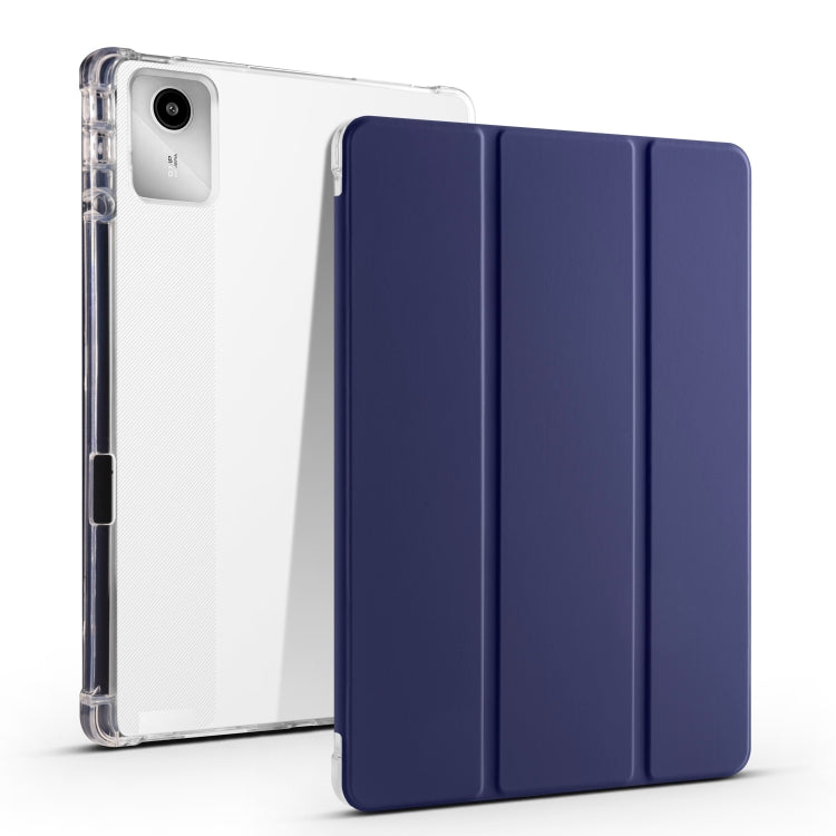 For Lenovo Tab M11 / Xiaoxin Pad 11 2024 3-fold Clear TPU Leather Tablet Case with Pen Slot(Dark Blue) - Lenovo by buy2fix | Online Shopping UK | buy2fix